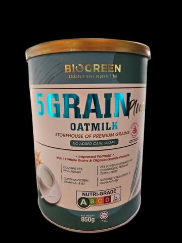 BIOGREEN 5 Grain Oatmilk (Vegan) Storehouse of Premium Grains with no added sugar (850g)